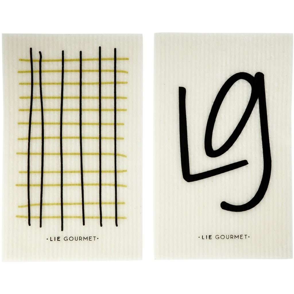 LIE GOURMET Dish cloth - 2 pcs. (white/yellow) Dish cloth