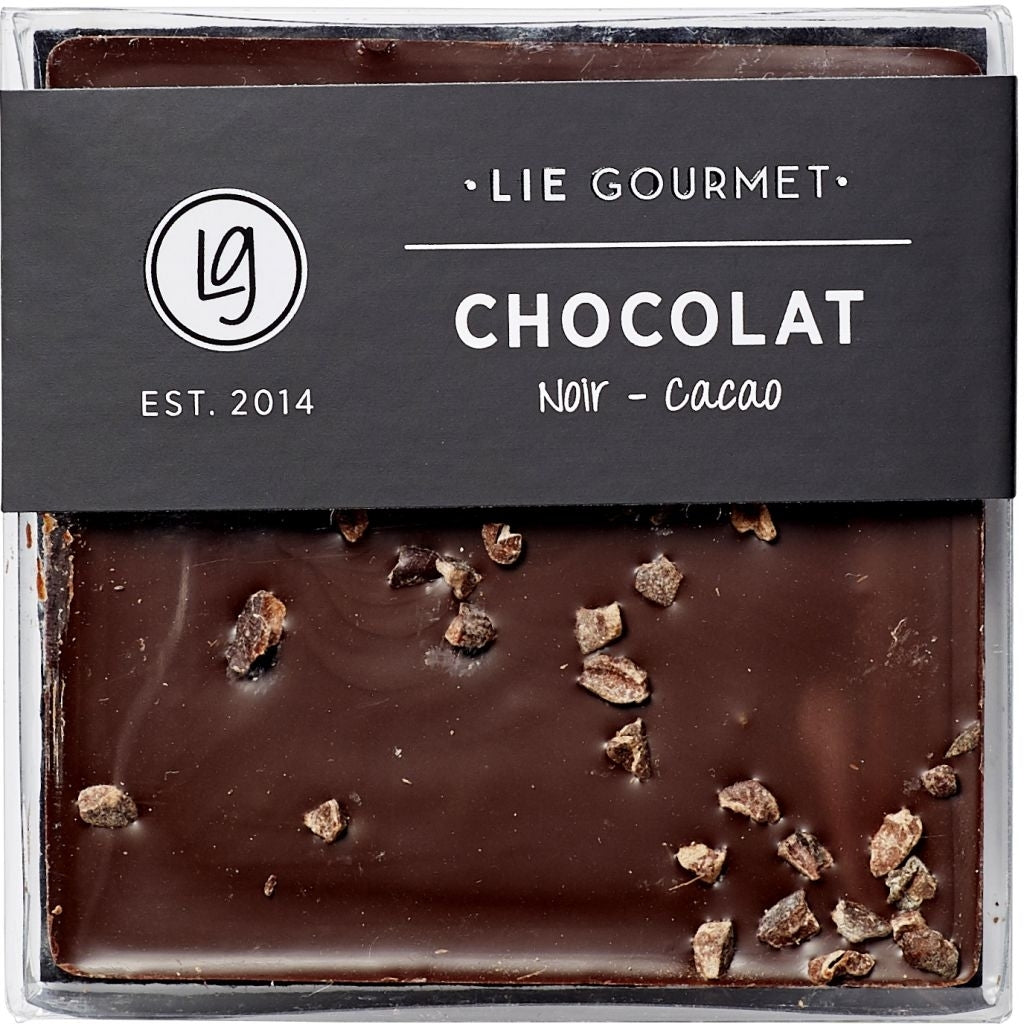 LIE GOURMET Chocolate bar dark cocoa nibs (60 g) Chocolate Dark chocolate
