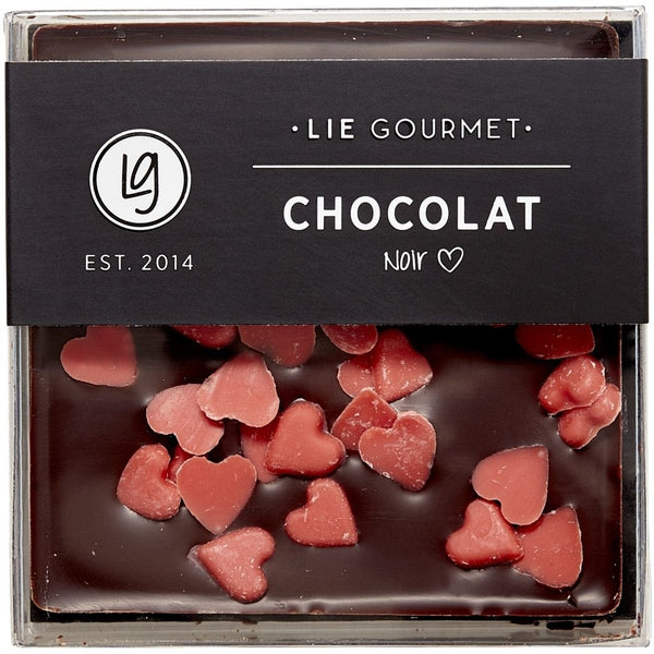 LIE GOURMET Chocolate bar dark red hearts (60 g) Chocolate Dark chocolate